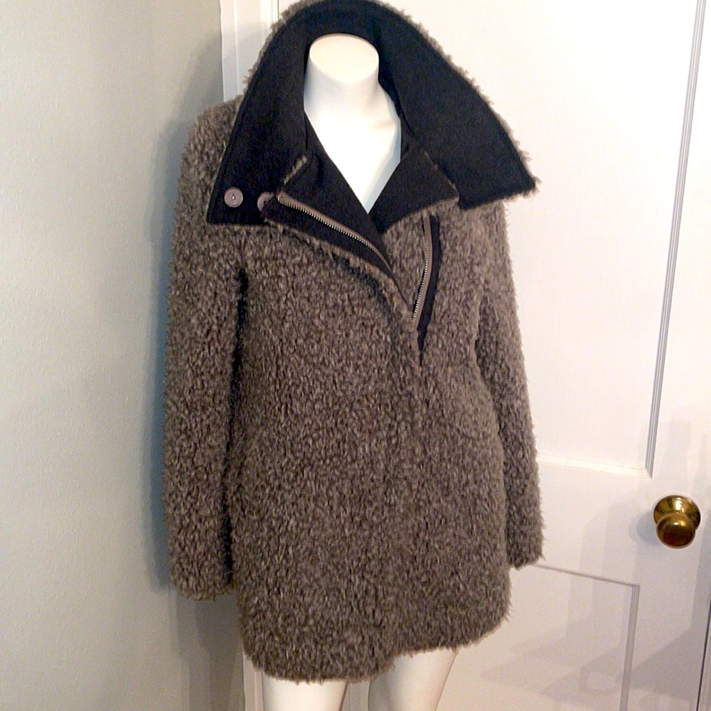 Clements Ribeiro Gray Sherpa Teddy Wool Winter